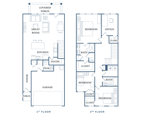 Floor plan for 3 beds, 2.5 baths, 1939 sqft